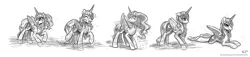 Size: 2200x500 | Tagged: safe, artist:kp-shadowsquirrel, derpibooru import, princess luna, alicorn, pony, female, grayscale, image, jpeg, monochrome, sketch, sketch dump, solo, water, wet, wet mane