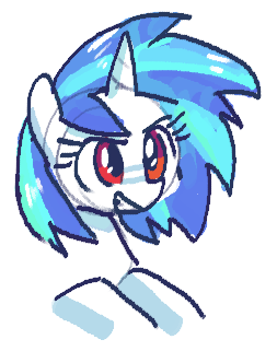 Size: 253x321 | Tagged: safe, artist:plunger, derpibooru import, vinyl scratch, pony, unicorn, bust, eyebrows, female, horn, image, mare, open mouth, png, simple background, solo, teeth, white background