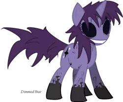 Size: 900x751 | Tagged: grimdark, artist:riygan, derpibooru import, oc, oc:dimmed star, unofficial characters only, pony, unicorn, black goo, equinox ponies, female, horn, image, mare, png, simple background, smiling, story included, text, transparent background