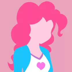 Size: 2449x2449 | Tagged: safe, artist:egor418, derpibooru import, pinkie pie, equestria girls, clothes, female, heart, image, lineless, minimalist, modern art, pink background, png, simple background, solo