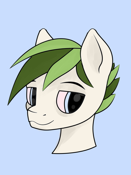 Size: 1620x2160 | Tagged: safe, artist:m37, derpibooru import, oc, oc:ein, unofficial characters only, earth pony, pony, blue background, blue eyes, bust, green hair, image, male, png, portrait, simple background, solo, solo male
