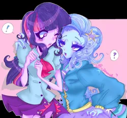 Size: 640x595 | Tagged: safe, artist:fox1well1, derpibooru import, trixie, twilight sparkle, equestria girls, blushing, female, image, lesbian, png, shipping, twixie