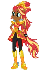 Size: 549x960 | Tagged: safe, derpibooru import, sunset shimmer, equestria girls, legend of everfree, alternate hairstyle, boots, clothes, crystal guardian, high heel boots, image, png, ponied up, ponytail, shoes, simple background, solo, transparent background, vector