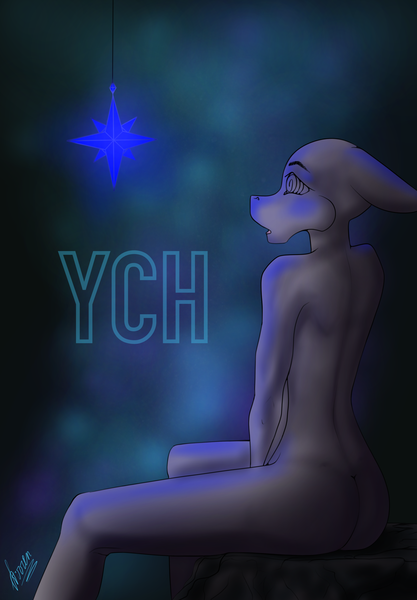 Size: 1640x2360 | Tagged: safe, artist:stirren, derpibooru import, anthro, abstract background, commission, hypnosis, hypnotized, image, jewelry, looking sideways, open mouth, pendant, png, sitting, solo, stare, stars, swirly eyes, your character here