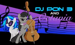 Size: 3162x1897 | Tagged: safe, artist:greenmachine987, derpibooru import, octavia melody, vinyl scratch, earth pony, pony, unicorn, bipedal, cello, female, headphones, image, jpeg, mare, musical instrument, wallpaper