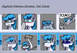 Size: 1200x827 | Tagged: safe, artist:skydreams, derpibooru import, oc, oc:tail winds, unofficial characters only, original species, plane pony, pony, :p, angry, blue screen of death, blushing, boop, crosshair, female, image, patreon, patreon reward, peeking, plane, png, pointing, pounce, propeller, sign, tongue out, yay