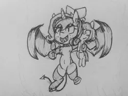 Size: 4128x3096 | Tagged: safe, artist:cherro, derpibooru import, oc, oc:lilith, unofficial characters only, succubus, succubus pony, food, ice cream, image, jpeg, traditional art, wings