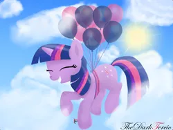 Size: 1600x1200 | Tagged: safe, artist:thedarktercio, derpibooru import, twilight sparkle, unicorn, balloon, female, image, jpeg, solo, unicorn twilight