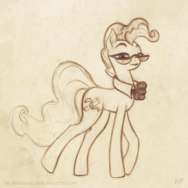 Size: 600x600 | Tagged: safe, artist:kp-shadowsquirrel, derpibooru import, mayor mare, earth pony, pony, female, image, jpeg, mare, monochrome, solo