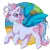 Size: 1600x1600 | Tagged: safe, artist:cinnamonsparx, edit, editor:edits of hate, star catcher, pegasus, pony, alternate hairstyle, blue eyes, blushing, circle background, colored wings, female, flying, g3, heart mark, image, mare, multicolored hair, one eye closed, png, short mane, solo, wings, wink
