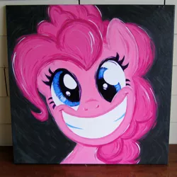 Size: 2000x2000 | Tagged: safe, artist:kp-shadowsquirrel, derpibooru import, pinkie pie, pony, the ticket master, acrylic painting, big grin, bust, grin, image, jpeg, portrait, smiling, solo, traditional art