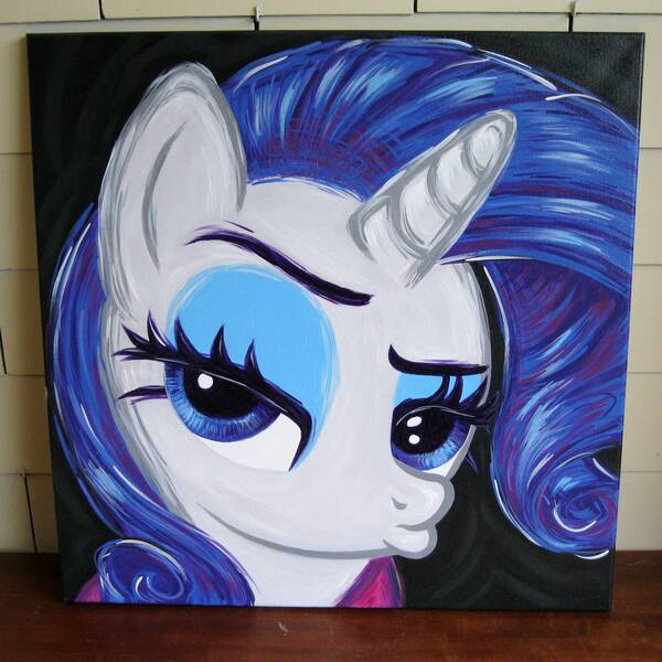 Size: 2000x2000 | Tagged: safe, artist:kp-shadowsquirrel, derpibooru import, rarity, pony, suited for success, acrylic painting, bust, duckface, image, jpeg, portrait, solo, traditional art