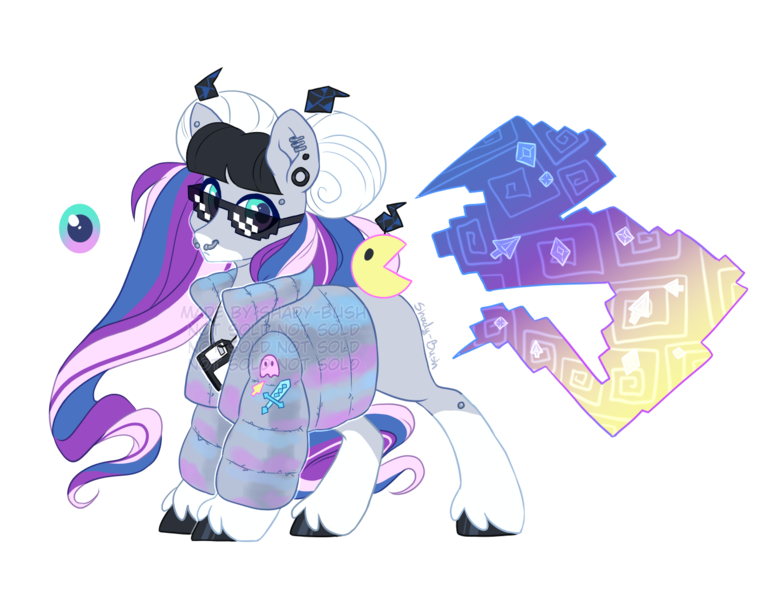 Size: 1402x1109 | Tagged: safe, artist:shady-bush, derpibooru import, earth pony, original species, scented pony, clothes, floppy disk, hoodie, image, png, simple background, solo, transparent background