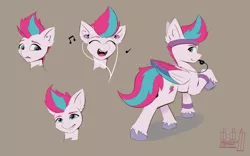 Size: 4800x3000 | Tagged: safe, artist:pedalspony, derpibooru import, zipp storm, pegasus, pony, adorazipp, colored sketch, cute, cutie mark, frown, g5, grin, happy, headband, headphones, image, laughing, my little pony, png, smiling, sweatband, whistle, wings