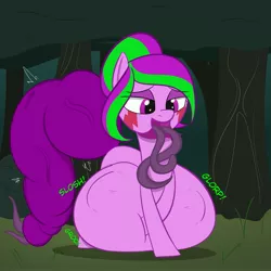Size: 3000x3000 | Tagged: suggestive, artist:bestponies, derpibooru import, oc, oc:purple vine, unofficial characters only, monster pony, original species, pony, tatzlpony, bedroom eyes, belly, belly bumps, big belly, cute, cute porn, digestion, female, female pred, fetish, huge belly, image, impossibly large belly, jpeg, mare, multiple prey, open mouth, open smile, oral vore, same size vore, smiling, soft vore, stomach, stomach noise, struggling, tail, tail maw, tail vore, tentacles, unknown prey, vein, vore