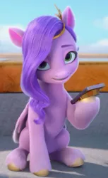 Size: 305x500 | Tagged: safe, derpibooru import, screencap, pipp petals, pegasus, pony, my little pony: a new generation, spoiler:my little pony: a new generation, 3d, day, daytime, female, g5, image, jpeg, mare, mobile phone, phone, pinterest, pinterest link, solo