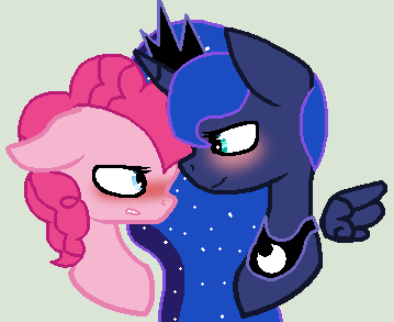 Size: 359x293 | Tagged: safe, artist:junetheicecat, derpibooru import, pinkie pie, princess luna, blushing, disembodied head, female, floating wings, image, lesbian, lesbian couple, lunapie, png, shipping, wings