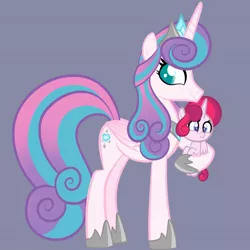 Size: 2048x2048 | Tagged: safe, artist:chelseawest, derpibooru import, princess flurry heart, oc, oc:mi amore rose heart, alicorn, pony, adult, alicorn oc, baby, baby pony, female, foal, horn, image, jpeg, mother and child, mother and daughter, offspring, offspring's offspring, older, older flurry heart, parent:oc:silk tie, parent:princess flurry heart, parents:canon x oc, petalverse, wings