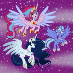 Size: 2048x2048 | Tagged: safe, artist:chelseawest, derpibooru import, oc, oc:azure star, oc:mi amore ruby heart, oc:moonshine, alicorn, alicorn oc, descendant, horn, image, jpeg, offspring, offspring's offspring, older, parent:oc:bloodmoon, parent:oc:blue belle, parent:oc:emerald spark, parent:oc:glimmering shield, parent:oc:mi amore rose heart, parent:oc:platinum lune, parents:oc x oc, petalverse, wings