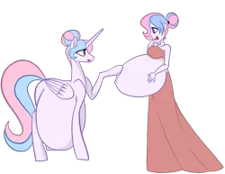 Size: 3300x2550 | Tagged: safe, artist:chelseawest, derpibooru import, oc, oc:bundle joy, alicorn, human, pony, equestria girls, alicornified, belly, belly button, big belly, hand on belly, hoof on belly, huge belly, human ponidox, hyper, hyper belly, hyper pregnancy, image, impossibly large belly, png, pregnant, pregnant equestria girls, race swap, remake, self paradox, self ponidox, signature