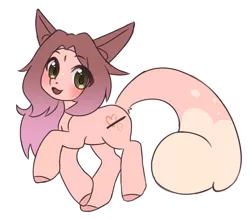 Size: 1996x1752 | Tagged: safe, artist:sinamuna, derpibooru import, oc, oc:cinnamon fawn, unofficial characters only, hybrid, pony, base used, blushing, brown hair, brown mane, cutie mark, female, fluffy tail, gradient mane, green eyes, happy, hazel eyes, image, mare, outline, pink hair, pink mane, png, ponysona, signature, simple background, solo, tail, transparent background, white outline