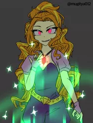 Size: 768x1024 | Tagged: safe, artist:mugitya012, derpibooru import, adagio dazzle, equestria girls, clothes, female, gem, gray background, image, jpeg, negative energy, simple background, siren gem, solo, spiked headband