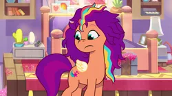 Size: 3500x1953 | Tagged: safe, derpibooru import, screencap, sunny starscout, my little pony: tell your tale, spoiler:g5, spoiler:my little pony: tell your tale, spoiler:tyts01e14, alicorn issues, bed mane, g5, image, messy mane, png, small wings, wings
