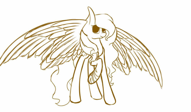 Size: 1280x750 | Tagged: safe, artist:prettyshinegp, derpibooru import, oc, unofficial characters only, pegasus, pony, female, image, jpeg, lineart, mare, pegasus oc, raised hoof, simple background, solo, white background, wings