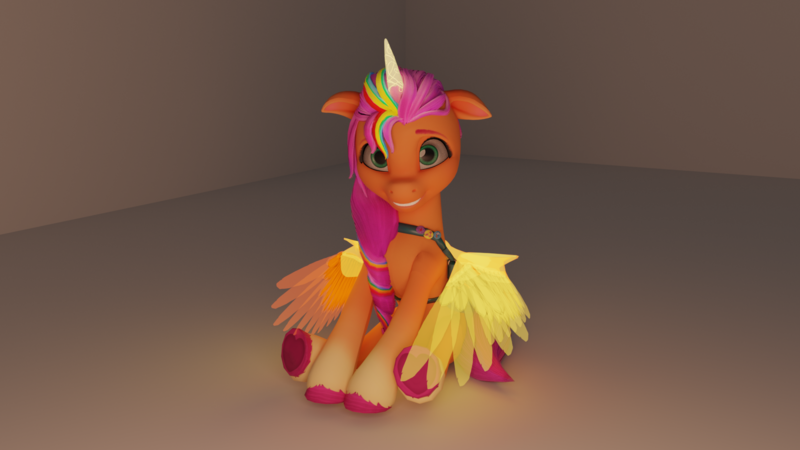 Size: 1920x1080 | Tagged: safe, anonymous artist, derpibooru import, sunny starscout, alicorn, earth pony, pony, my little pony: a new generation, 3d, 3d model, alicornified, artificial horn, artificial wings, augmented, bag, blender, female, floppy ears, folded wings, g5, heart, heart hoof, horn, image, magic, magic horn, magic wings, mare, my little pony: a maretime bay adventure, pins, png, race swap, saddle bag, simple background, sitting, smiling, solo, sunnycorn, white background, wings