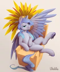 Size: 3958x4700 | Tagged: safe, artist:uliovka, derpibooru import, oc, oc:prince plushy soft, alicorn, cute, feather, halo, image, plushie, png, prince, soft, solo, throne, wings