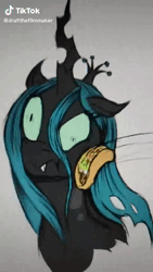 Size: 576x1024 | Tagged: safe, artist:draft the filmmaker, derpibooru import, princess cadance, queen chrysalis, changeling, changeling queen, pony, angry, animated, brandon rogers, car, chalupa, female, image, insult, sound, tiktok, vulgar, webm, yelling