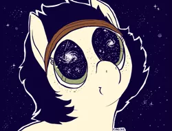 Size: 807x618 | Tagged: safe, artist:comickit, derpibooru import, oc, oc:null, unofficial characters only, earth pony, pony, 2014, female, image, png, sogreatandpowerful, solo, space, starry eyes, wingding eyes