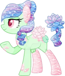 Size: 1024x1186 | Tagged: safe, artist:s-aiitochan, derpibooru import, oc, earth pony, original species, pony, aqua equos, base used, closed species, flower, image, lilypad, lotus (flower), png, simple background, solo, transparent background