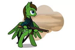 Size: 2508x1672 | Tagged: safe, artist:camo-pony, derpibooru import, oc, oc:delta hooves, pegasus, pony, 95th rifles, baker rifle, bipedal, british, commission, green coat, gun, image, male, napoleonic wars, png, rifle, rifleman, sharpe, sharpe's eagle, simple background, solo, traditional art, weapon, white background