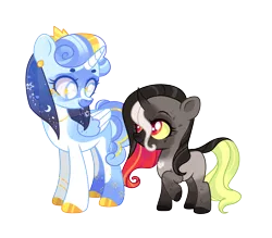 Size: 3261x2851 | Tagged: safe, artist:fcrestnymph, derpibooru import, oc, oc:north star, oc:scarlett surprise, unofficial characters only, alicorn, pony, unicorn, base used, female, filly, foal, image, magical lesbian spawn, mare, offspring, parent:fluttershy, parent:king sombra, parent:trixie, parent:twilight sparkle, parents:sombrashy, parents:twixie, png, simple background, transparent background