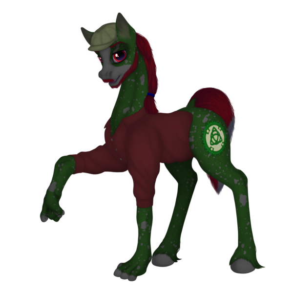 Size: 3500x3500 | Tagged: safe, artist:ghost3280, derpibooru import, oc, oc:well geboren, dog, dog pony, earth pony, original species, pony, clothes, hat, image, png, pointing, shirt, solo