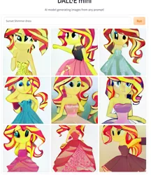 Size: 775x897 | Tagged: safe, dall·e mini, derpibooru import, machine learning generated, sunset shimmer, equestria girls, artificial intelligence, bare shoulders, clothes, dress, image, not salmon, png, shirt, sleeveless, strapless, wat, winx club