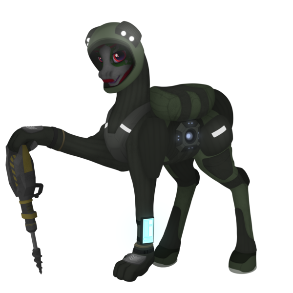 Size: 3500x3500 | Tagged: safe, artist:ghost3280, derpibooru import, oc, oc:well geboren, dog, dog pony, earth pony, original species, pony, image, png, solo, space engineers, spacesuit, voxel drill