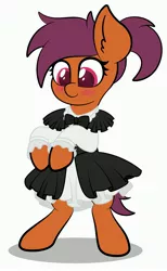 Size: 2521x4096 | Tagged: safe, artist:veeayydee, derpibooru import, oc, oc:vee, pegasus, pony, bipedal, clothes, image, jpeg, maid, simple background, solo, standing, white background