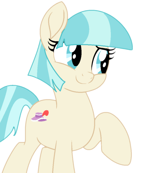 Size: 778x889 | Tagged: safe, artist:katnekobase, artist:twilyisbestpone, derpibooru import, coco pommel, earth pony, pony, base used, cocobetes, cute, female, image, looking at something, mare, missing accessory, png, pretty, raised hoof, simple background, smiling, solo, transparent background