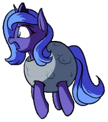 Size: 250x283 | Tagged: safe, artist:rocket-lawnchair, derpibooru import, edit, princess luna, alicorn, pony, angry, clothes, costume, crown, female, filly, foal, horn, image, jewelry, moon, png, regalia, s1 luna, simple background, transparent background, woona, young luna, younger