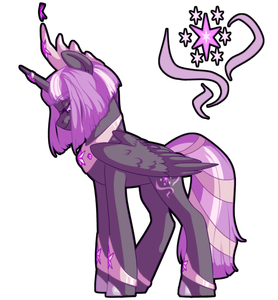 Size: 2500x2700 | Tagged: safe, artist:tersisa, twilight sparkle, alicorn, pony, alternate cutie mark, closed wing, crown, female, folded wings, horn, horn ring, image, jewelry, looking down, mare, png, redesign, regalia, ring, smiling, solo, wings