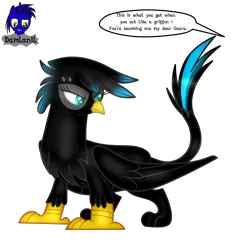 Size: 3840x4154 | Tagged: safe, artist:damlanil, derpibooru import, oc, oc:nightlight aura, gryphon, pony, comic, commission, female, griffonized, image, link in description, mare, png, show accurate, simple background, solo, species swap, speech bubble, story, story included, text, transparent background, vector, wings