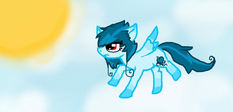 Size: 1051x507 | Tagged: safe, artist:cupldcry, derpibooru import, oc, unofficial characters only, pegasus, pony, cloud, female, image, jpeg, mare, raised hoof, sky, solo, sun, wings