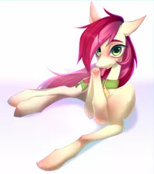 Size: 2832x3200 | Tagged: safe, artist:satan, derpibooru import, roseluck, pony, behaving like a cat, collar, commission, commissioner:doom9454, cute, image, lying down, pet tag, png, pony pet, rosepet