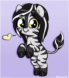 Size: 1314x1474 | Tagged: safe, artist:heretichesh, derpibooru import, oc, oc:ivana, zebra, bipedal, cute, freckles, gradient background, image, jpeg, looking at you, ocbetes, signature, smiling, smiling at you, solo, zebra oc