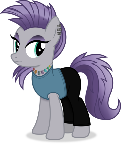 Size: 3486x4142 | Tagged: safe, artist:anime-equestria, derpibooru import, maud pie, earth pony, pony, alternate hairstyle, clothes, ear piercing, eyeshadow, female, frown, full body, high res, hooves, image, jewelry, lidded eyes, makeup, mare, necklace, piercing, png, shadow, simple background, solo, standing, tail, transparent background, vector