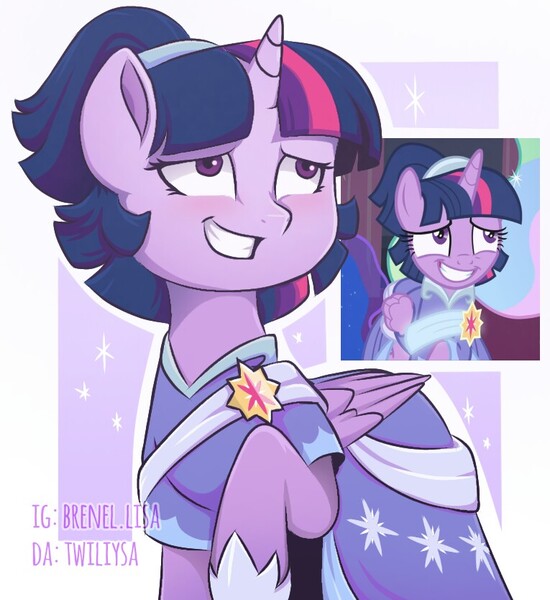 Size: 765x834 | Tagged: safe, artist:twiliysa, derpibooru import, screencap, twilight sparkle, twilight sparkle (alicorn), alicorn, pony, the last problem, clothes, coronation dress, dress, image, jpeg, redraw, scene interpretation, screencap reference, second coronation dress, solo