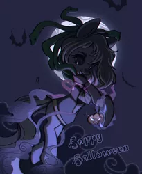 Size: 1230x1500 | Tagged: safe, artist:dammmnation, derpibooru import, oc, unofficial characters only, bat, earth pony, pony, snake, earth pony oc, female, full moon, halloween, holiday, image, jack-o-lantern, mare, moon, png, pumpkin