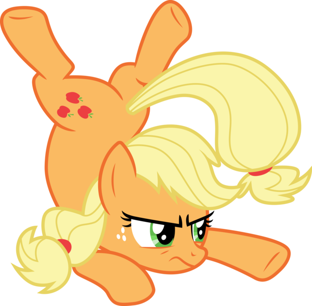 Size: 3066x3000 | Tagged: safe, artist:cloudyglow, derpibooru import, applejack, earth pony, pony, father knows beast, .ai available, butt, face down ass up, female, freckles, frown, full body, high res, image, mare, narrowed eyes, plot, png, simple background, solo, tail, transparent background, vector